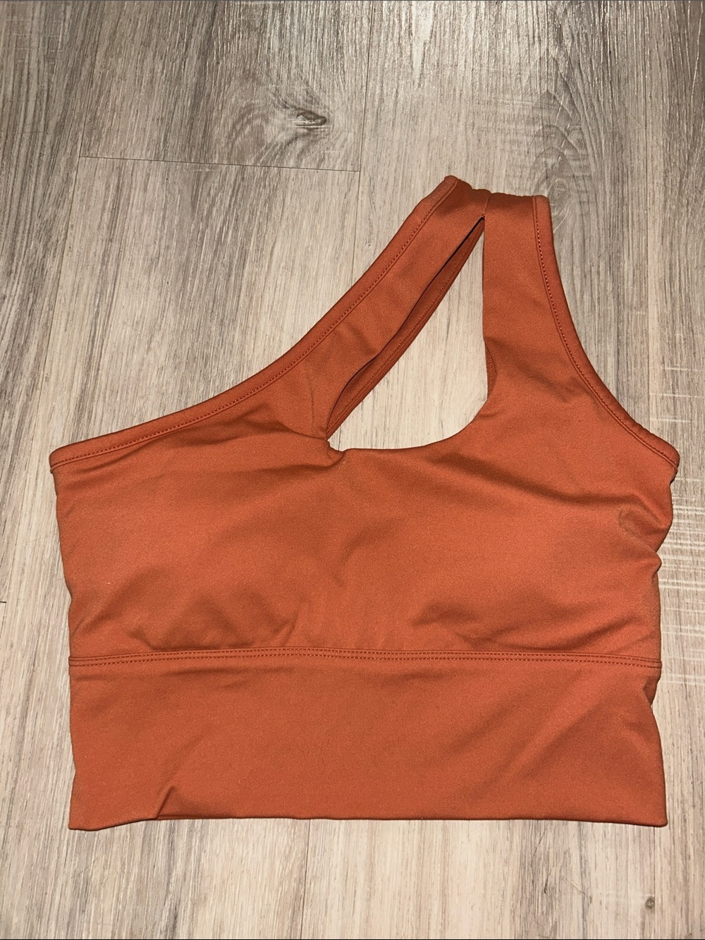 Asymmetric Copper One-Shoulder Sports Bra